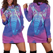 Load image into Gallery viewer, Colorful Elephant Women's Hoodie Dress