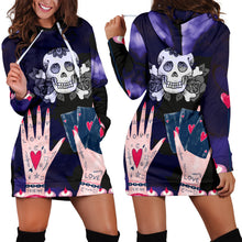 Load image into Gallery viewer, Love Ink Hoodie Dress for Tattoo and Skull Lovers