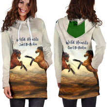 Load image into Gallery viewer, Wild Hearts Can't Be Broken Hoodie Dress for Horse Lovers