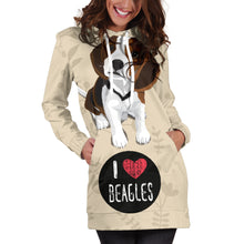 Load image into Gallery viewer, I Love Beagles Hoodie Dress for Lovers of Beagle Dogs