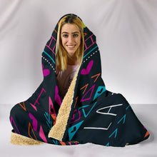 Load image into Gallery viewer, Love Laugh Dance Hooded Blanket