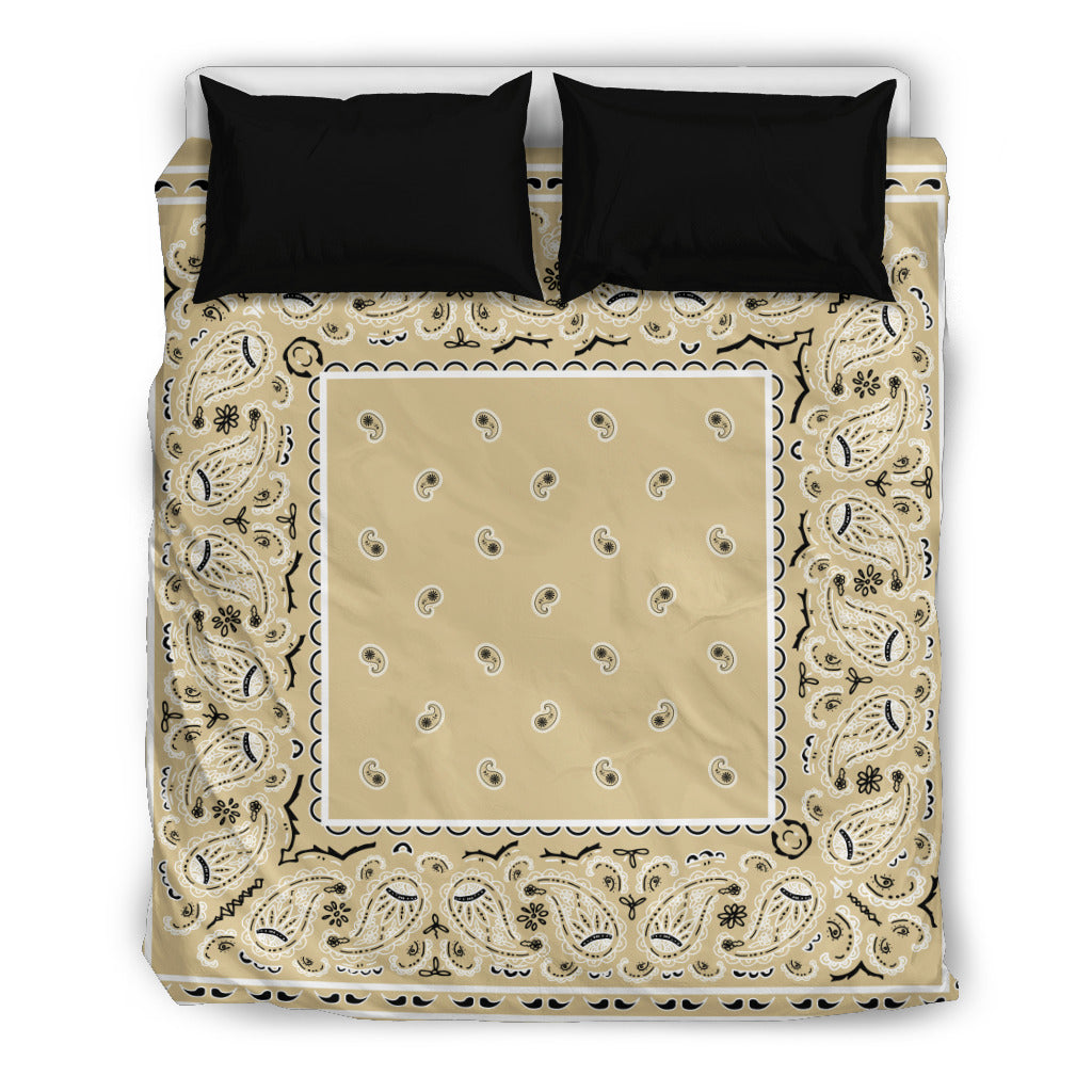 Classic Light Khaki Bandana Duvet Set