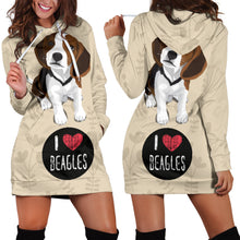 Load image into Gallery viewer, I Love Beagles Hoodie Dress for Lovers of Beagle Dogs
