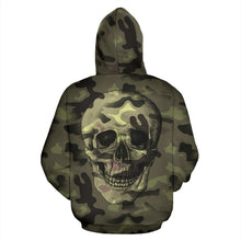 Load image into Gallery viewer, Camo Skull All Over Print Hoodie for Lovers of Skulls and Camouflage
