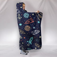 Load image into Gallery viewer, Chalkboard Outer Space Hooded Blanket
