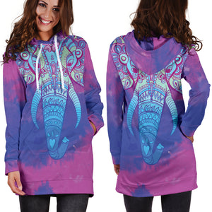 Colorful Elephant Women's Hoodie Dress