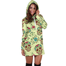 Load image into Gallery viewer, Green Sugar Skull Women&#39;s Hoodie Dress
