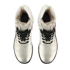 Skull Couple Roses (Sweet Corn) - Faux Fur Leather Boots