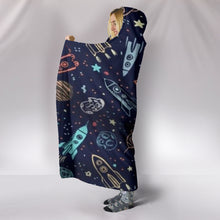 Load image into Gallery viewer, Chalkboard Outer Space Hooded Blanket
