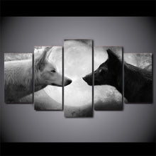 Load image into Gallery viewer, 5 Piece Canvas art Black Wolf White Wolf.
